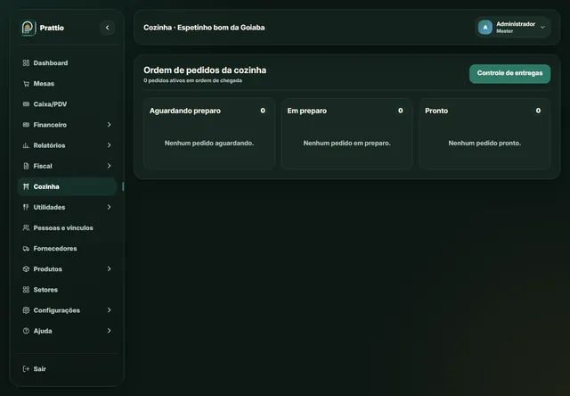 Tela de cozinha do Pannio com pedidos organizados por status